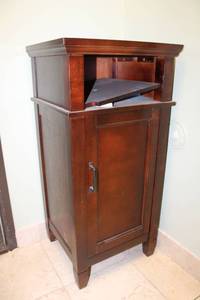 lot 92 image: Small Corner Table with Slow Closing Door 17W x 15D x 35H