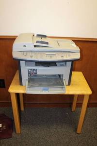 lot 102 image: HP Laserjet 3055 Printer and Small Table 26W x 14.5D x 21H