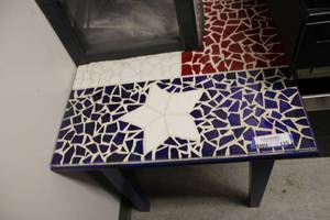 lot 125 image: 24 Square Table with Texas Flag Mosaic Design, 22.5H
