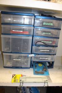 lot 154 image: Plastic Storage Drawers and Contents Computer Cables, Phone Cables, see pictures
