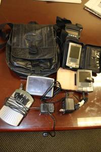 lot 165 image: Electronics Palm Pilots, Tom Tom, Leather Totes Bag