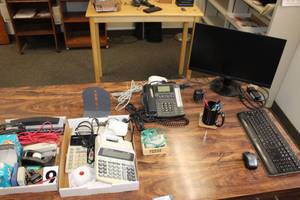 lot 189 image: Office Lot Contents Only - Adding Machines, Acer LCD Monitor, Keyboard, Mouse, Phone and More