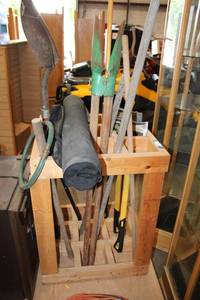 lot 754 image: Wooden Tool Organizer with Tools