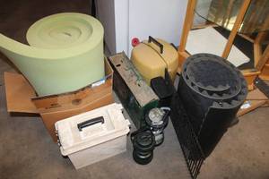 lot 769 image: Camping Lot Foam Pads, Lanterns, Grill
