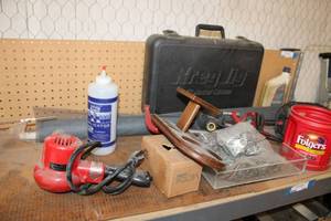 lot 836 image: Shelf Contents HotCold Blower, Empty KregJig Case, Misc. Hardware, Regulated DC Power Supply