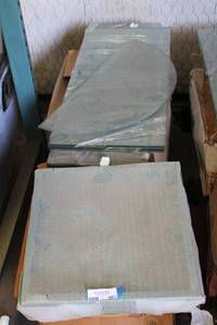 lot 907 image: Green Wood Square Frames and Glass Display Shelves