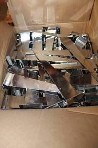 lot 930 image: Slat Wall Hooks and 10 Shelf Brackets - 3 Boxes
