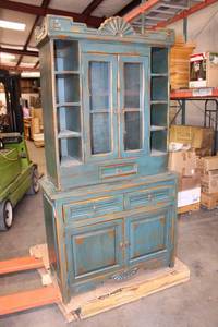 lot 918 image: 2-Piece Hutch Cabinet with Distressed Design 42W x 18D x 34H Plus 45 Top Height