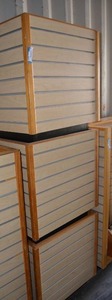 lot 858 image: 3 Short 4-Sided Slat Wall Display