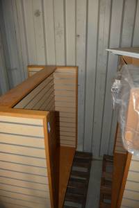 lot 870 image: Slat Wall 2-Sided Display Cabinet