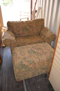 lot 883 image: Bassett Upholstered Oversized Arm Chair 5Ft. W x 38D and Storage Ottoman