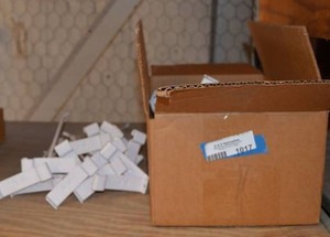 lot 1017 image: White Slat Wall Hooks
