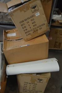 lot 1006 image: Plastic Hangers with Hook - 3 Boxes Plus Vinyl SALE Sign