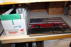 lot 583 image: 1 Box of Binders and Clip Boards and Car Poster