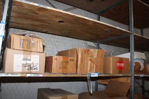 lot 696 image: Slat Wall Assortment of Chrome Hooks and Arm Brackets - 5 Boxes