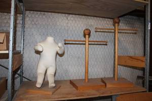 lot 699 image: Baby Size Mannequin and 2 Wooden Arm Stands