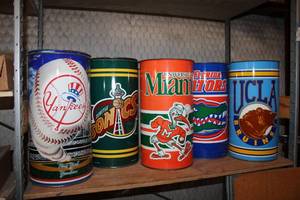lot 714 image: Team Logo Aluminum Trash Bins