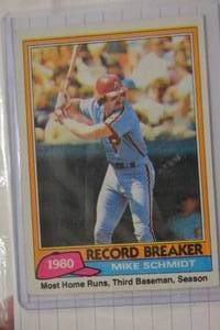 lot 1028 image: 1980 Mike Schmidt Record Breaker Trading Card