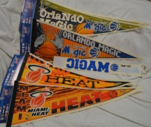 lot 282 image: Basketball Pennants and Decals Orlando Magic and Miami Heat