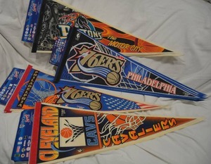 lot 281 image: Basketball Pennants Pistons, 76ers, Cavaliers