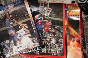 lot 1053 image: Basketball Posters Shaq, Michael Jordan, Barkley