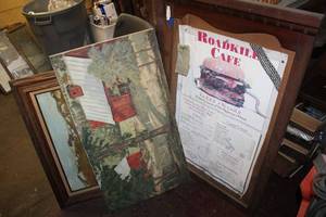 lot 38 image: Road kill caf menu board and original paintings