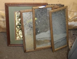 lot 39 image: Vintage world map print and Three-fold Mirror with Duck Etched Glass