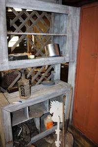 lot 42 image: Weathered shelves and contents - bring tools to remove