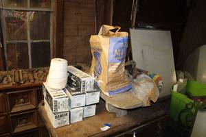 lot 53 image: Items on top of Dresser including metal Vapor lights, Skull hanger, shelves and more