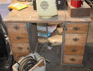 lot 131 image: vintage desk 43W x 22D x 31H  only smaller