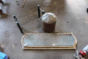 lot 137 image: vintage window insert, wine rack and more