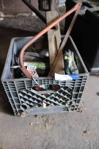 lot 167 image: Vintage tools and level, weed eater line and more