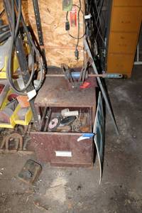 lot 177 image: File Cabinet and Contents Tools on wall above