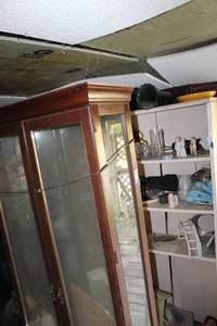 lot 187 image: Curio cabinet has broken mirror in back
