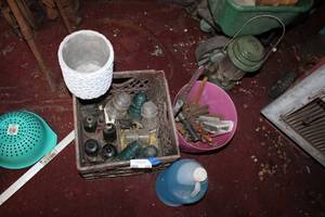 lot 229 image: Vintage Light Pole Insulators, Washer Fluid, Misc. Hardware