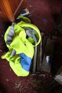 lot 266 image: Hard Hat, Reflective Vest, Large Spikes,