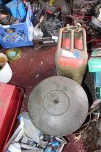 lot 269 image: 5 Gal metal  Fuel can and Metal Tub with Lid