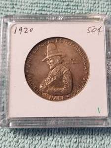 lot 2 image: 1920-D Pilgrim half dollar with Reverse die cracks