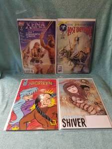 lot 26 image: Selection of 4 comic books - Xena, Lost Universe, Shuriken, and Shiver