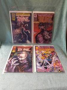 lot 104 image: Selection of 4 comic books - Rune #1, 3, and 4, StormWatch #2