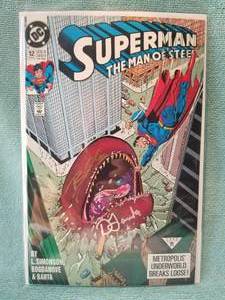 lot 221 image: Superman The Man of Steel - DC Comic #12 - Signed by artist Bogdanove and Janke