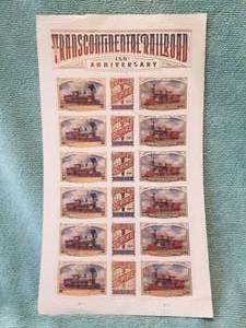 lot 97 image: Book of 20 - Transcontinental Railroad Forever stamps