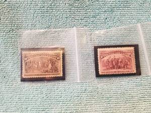 lot 135 image: Selection of 2 Columbus postage stamps - 2 and 10 cents