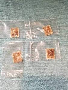 lot 181 image: Selection of 4 vintage Treasury postage stamps