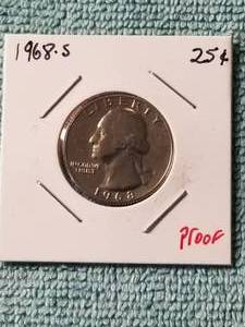 lot 40 image: 1968-S Washington Proof  quarter- carded