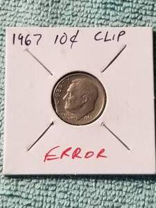 lot 106 image: 1967 Roosevelt dime with error-clip - carded