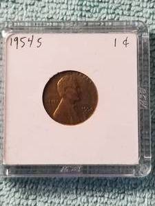 lot 126 image: 1954-S one cent wheat penny in hard case