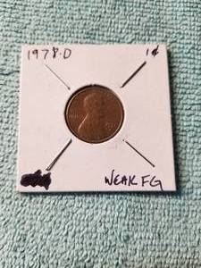lot 157 image: 1978-D Lincoln penny - carded