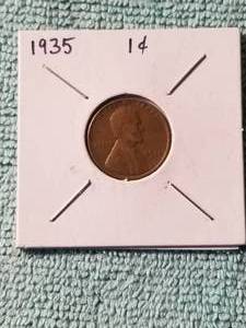 lot 178 image: 1935 one cent wheat penny - carded