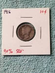 lot 183 image: 1916 Mercury siler dime - carded